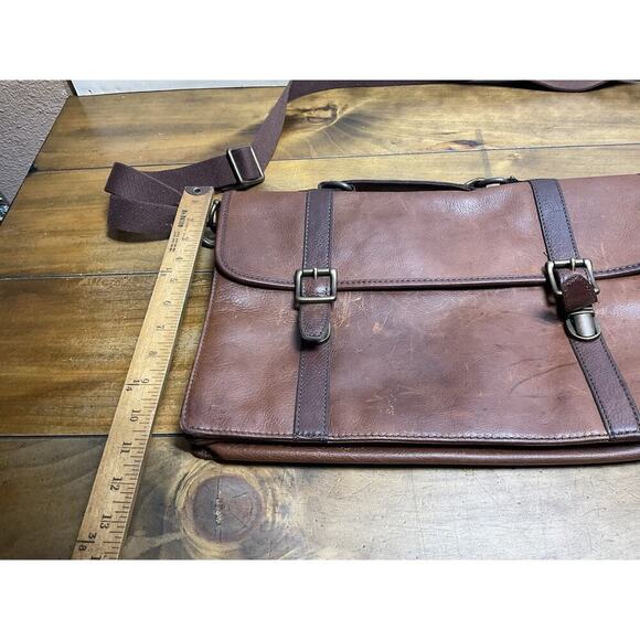 Vintage Fossil Leather Messenger Briefcase Brown Bag - Picture 15 of 15